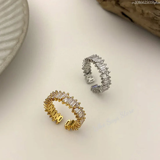 Stylish New Design Sparkling Zircon Rings for Women Elegant Party Jewelry Gift