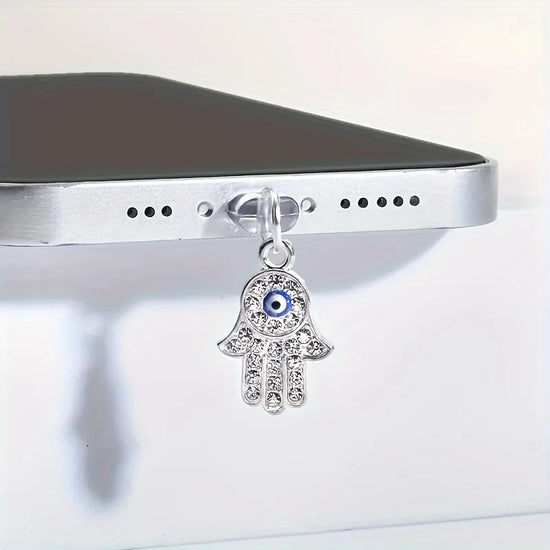 Mobile Phone Dust Plug, Alloy Rhinestone Devil Eye Pendant, Mobile Phone Decorations, Small Accessories for Daily Care Such as Mobile Phones, Computers, and Headphones