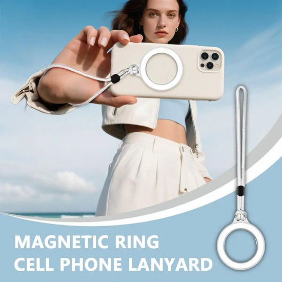 Mobile Phone Magnetic Ring Lanyard for iPhone 16 17 Phone Charm Wrist Strap Smartphone Accessories Bag Adjustable Anti-fall Cord